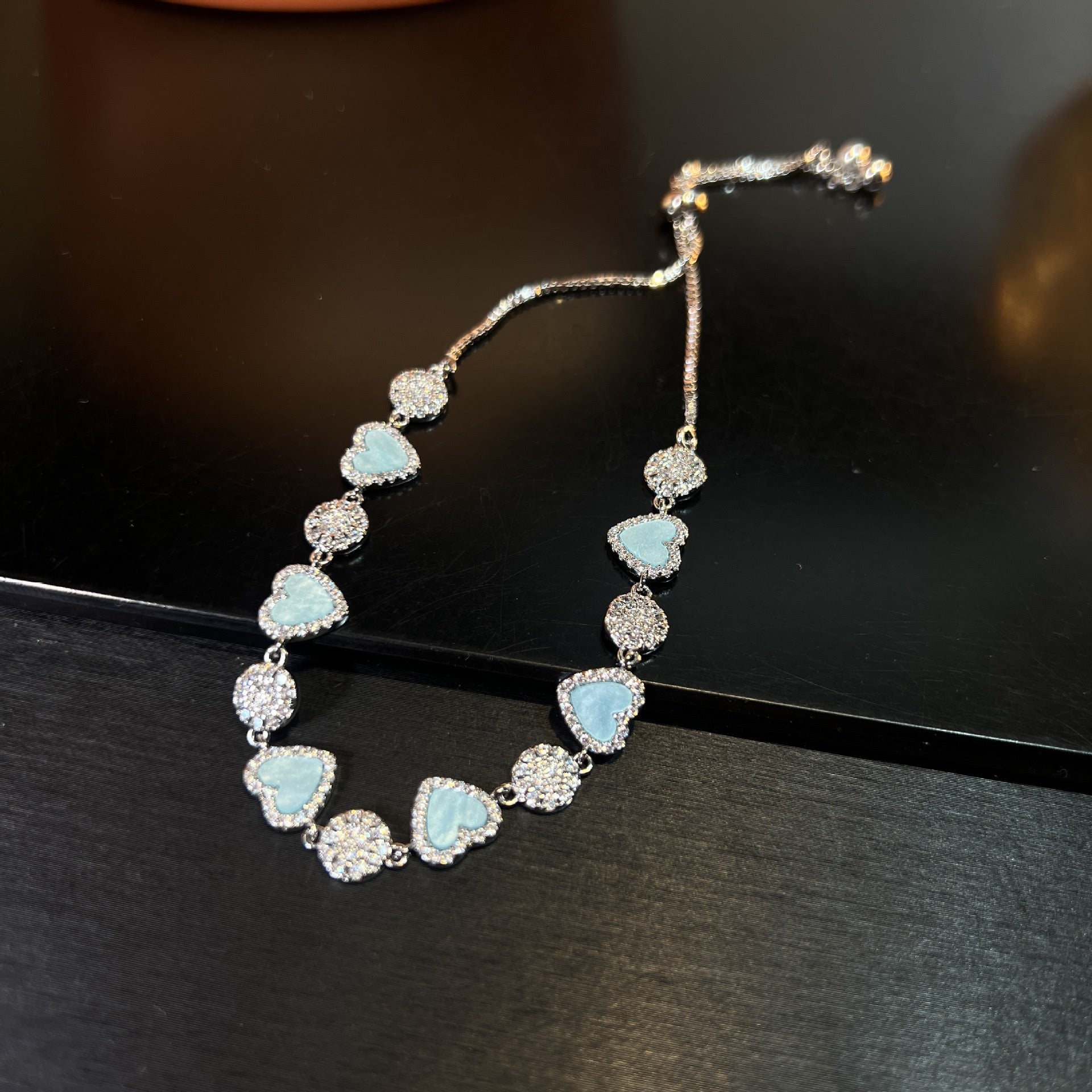 Heart’s Desire Bracelet – Adjustable Pink/Blue Zirconia Love Charm | Everyday Elegance