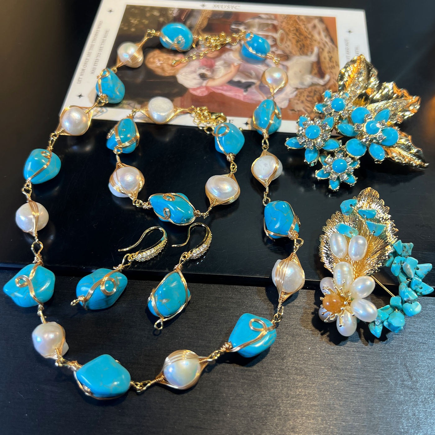 Baroque Opulence – Natural Turquoise & Pearl Jewelry Collection