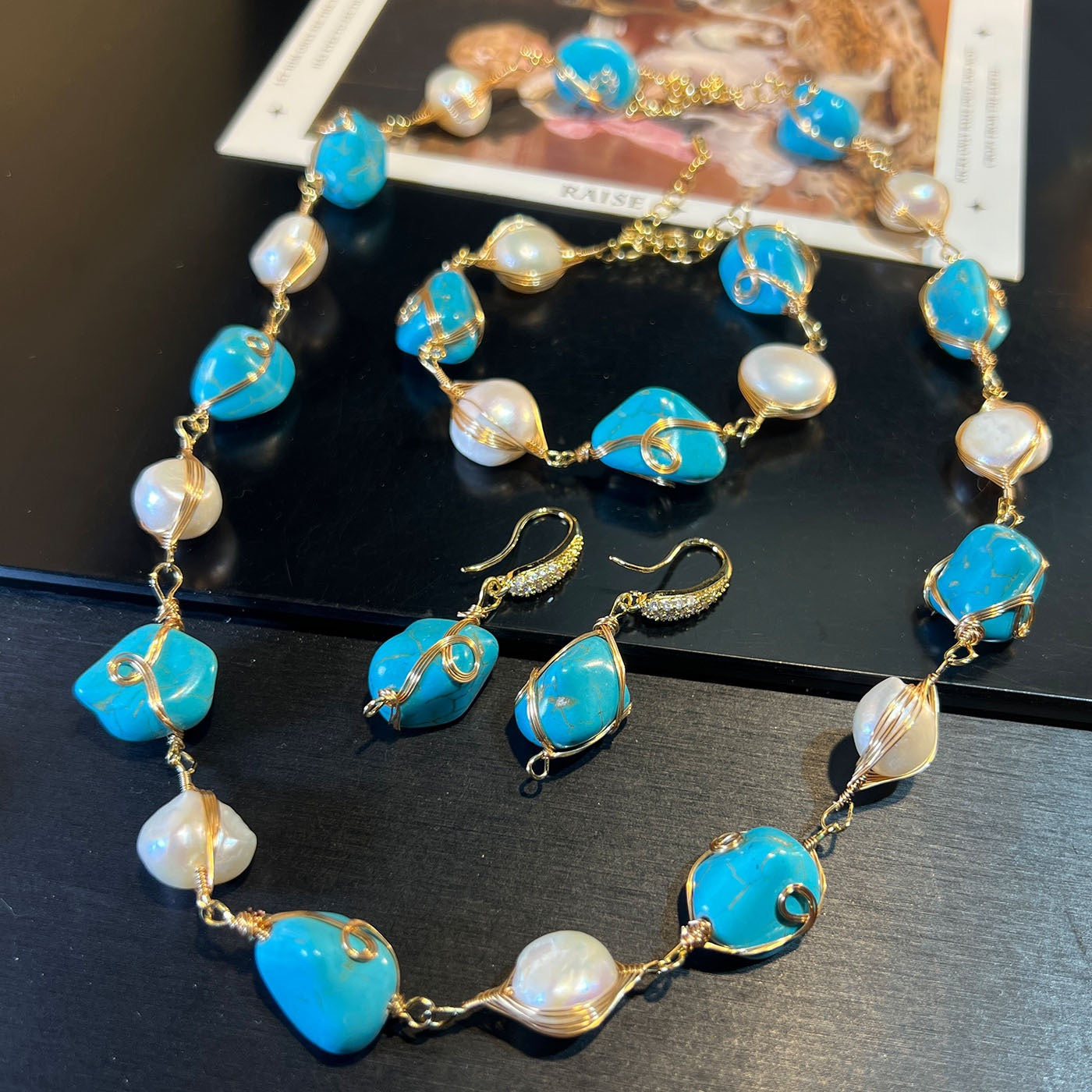 Baroque Opulence – Natural Turquoise & Pearl Jewelry Collection