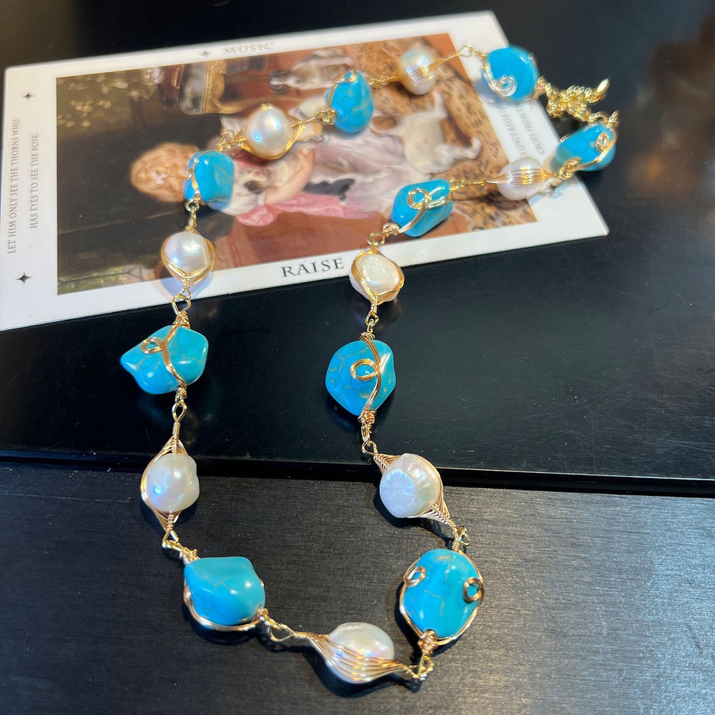 Baroque Opulence – Natural Turquoise & Pearl Jewelry Collection
