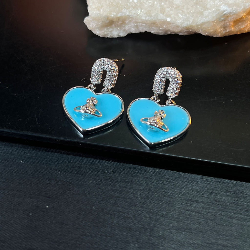 London Muse Set – Heart & Circle Crystal Earrings