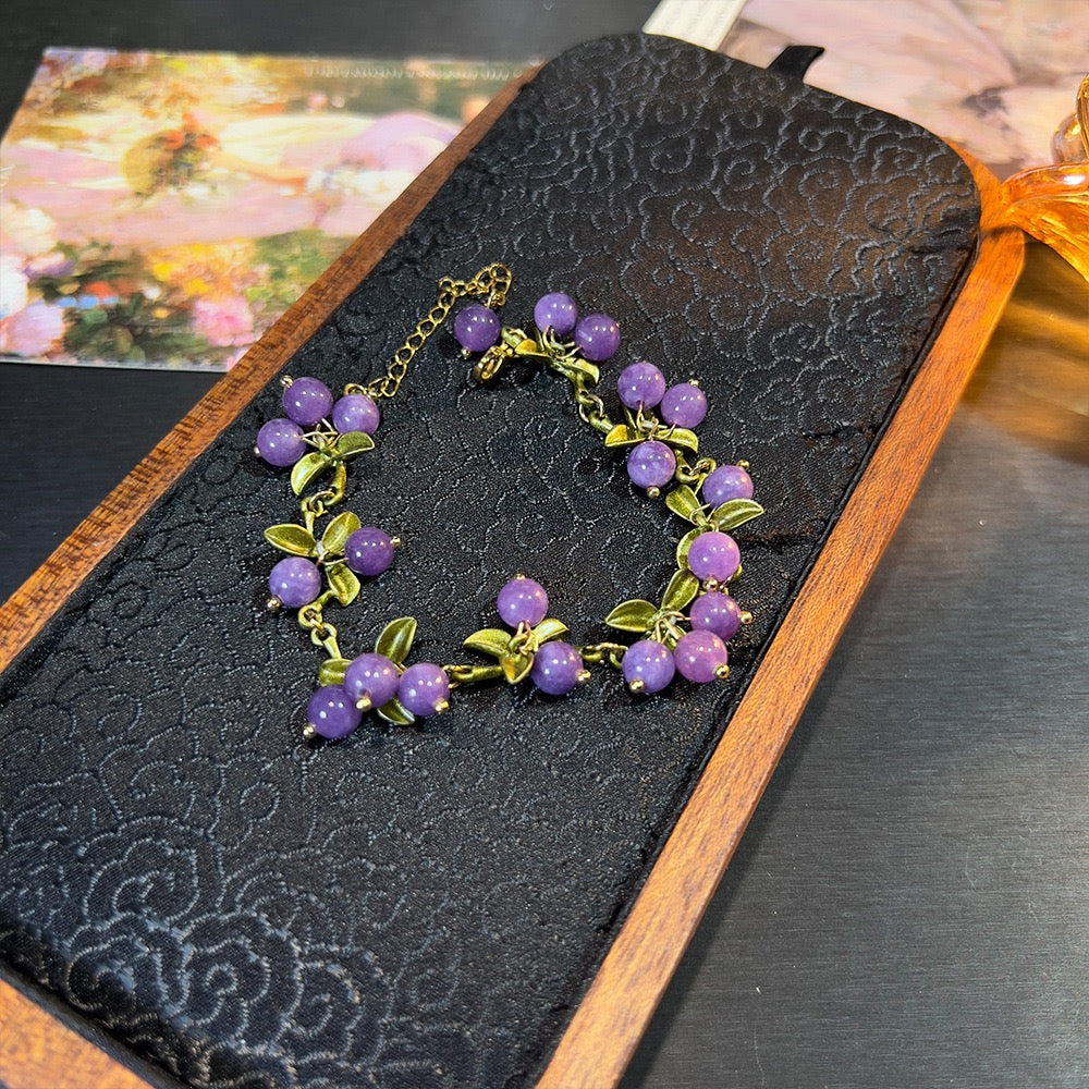 Forest Vintage Set – Natural Agate & Pearl Necklace & Bracelet | French Boho Style