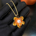 Ginkgo Blessing Duo – Adjustable Crystal Necklace & Pearl Open Ring Set