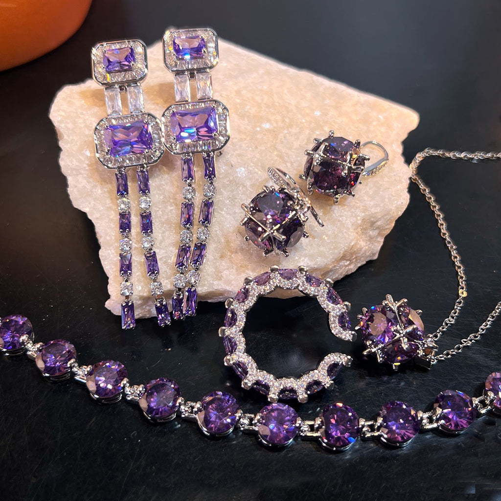 Violet Radiance Set – High Carbon Purple Zirconia Jewelry Collection
