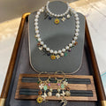 French Floral Serenade Set – Pearl & Zirconia Tassel Necklace, Bracelet & Earrings