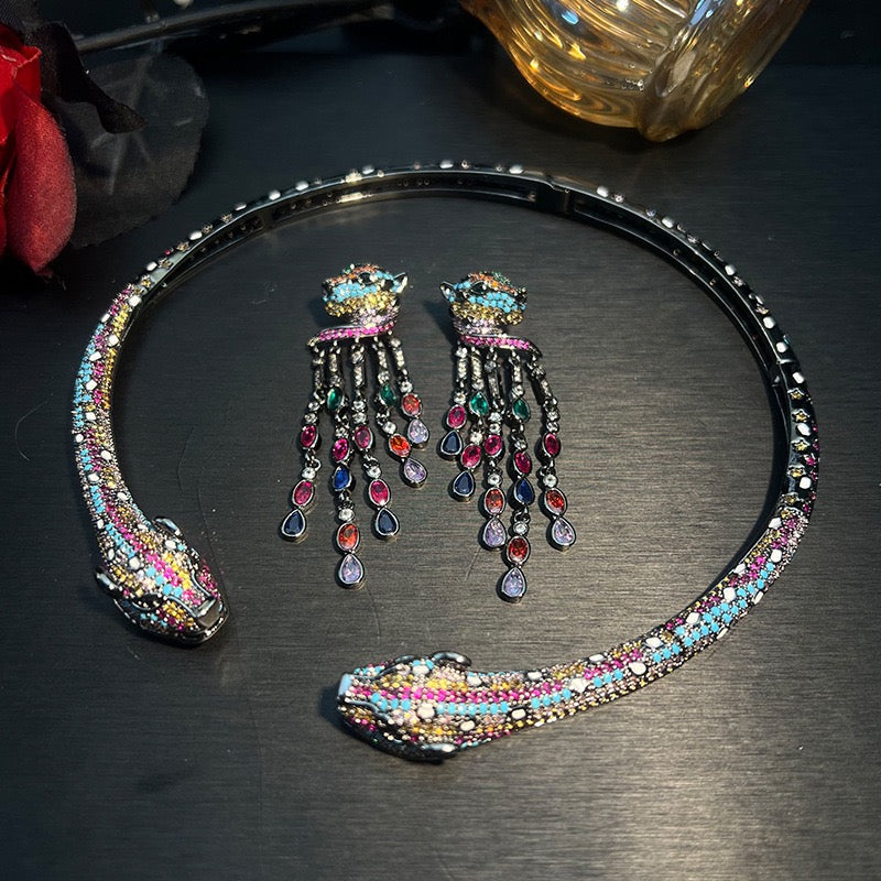 Gilded Leopard Duo – Gold/Silver/Multi-Color Jewelry Set