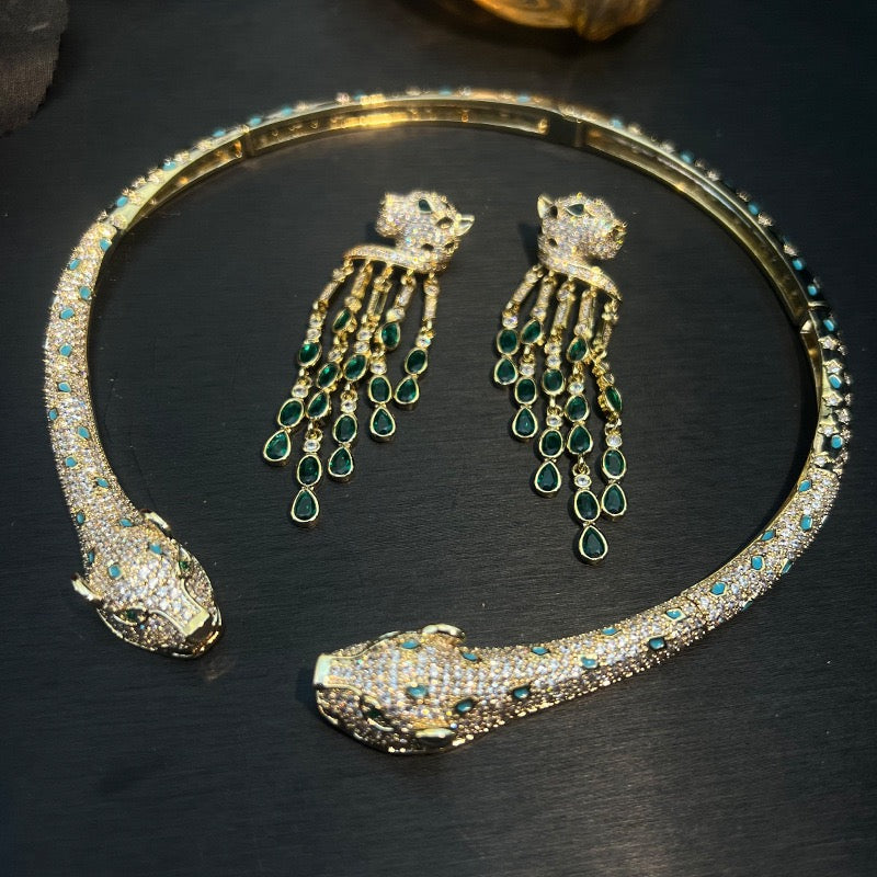 Gilded Leopard Duo – Gold/Silver/Multi-Color Jewelry Set