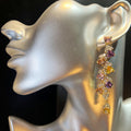 Golden Teardrop Earrings – 925 Silver Geometric Drop Studs with Pavé Zirconia