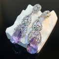 Amethyst Aura Earrings – 3A Zirconia French Vintage Style Purple Statement Earrings
