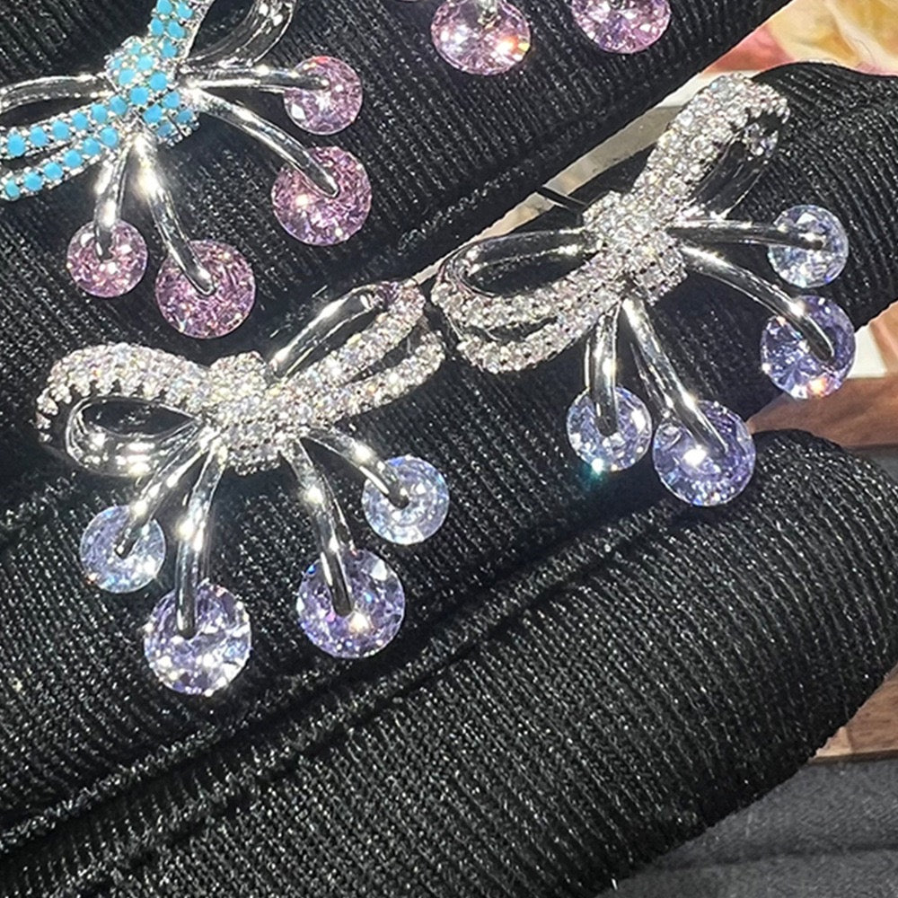 Luna Bow Studs – Purple & Pink