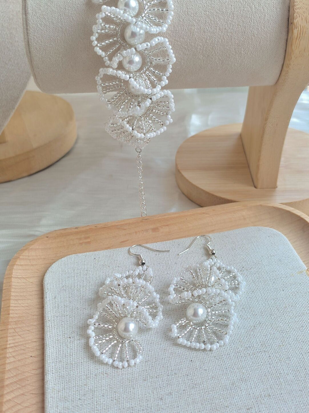 Vintage Lace & Pearl DIY Kit – Handmade Bracelet/Necklace/Earrings in White, Mermaid White & Soft Purple