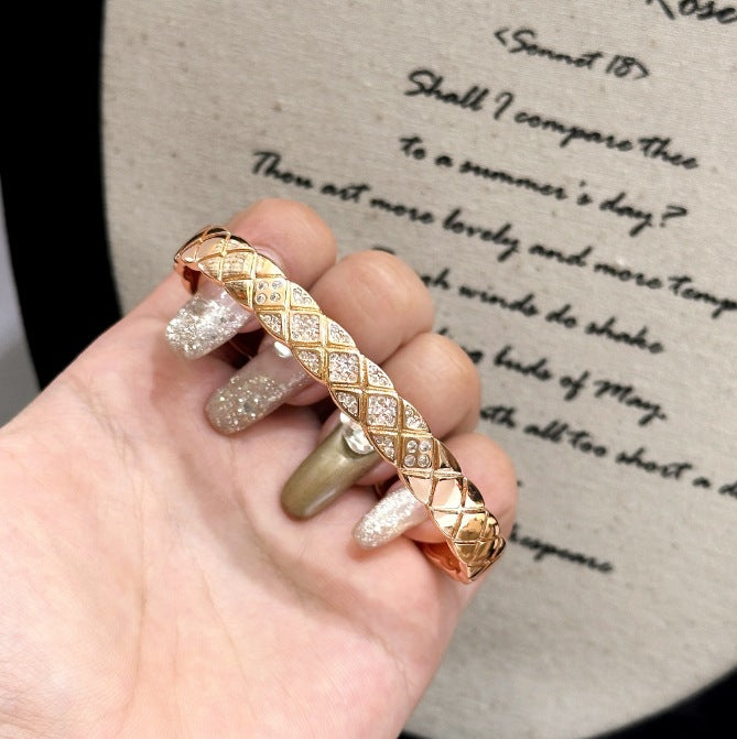 Luxury Brushed Pavé Bracelets – 58 Styles, Champagne Gold