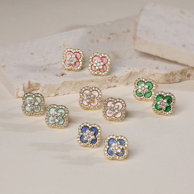 Everyday Clover Jewelry Set – Choose Your Favorite Color! Ring, Earrings & Necklace