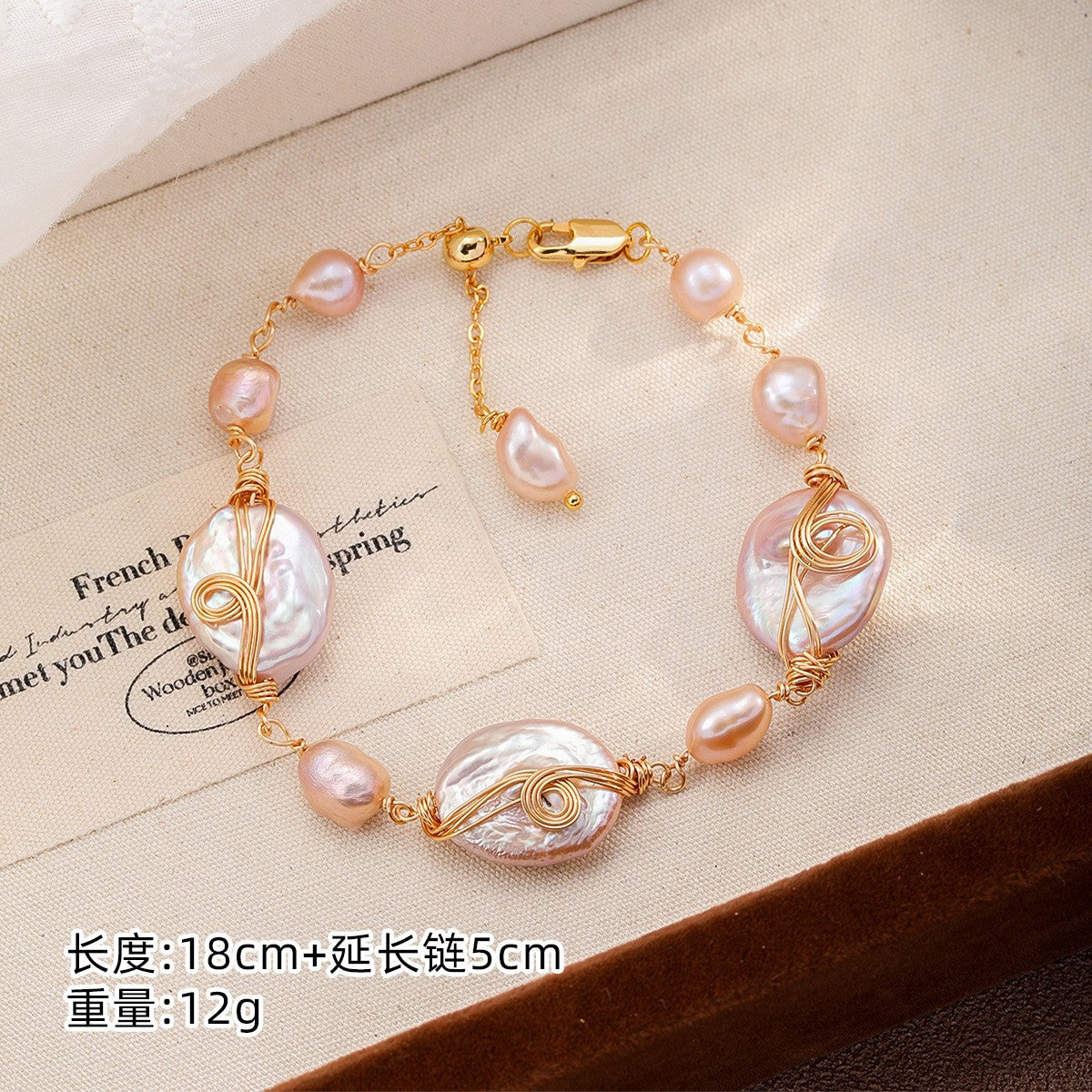 Mixed Material Pearl Bracelet – Freshwater Pearl, Natural Stone & 18K Gold