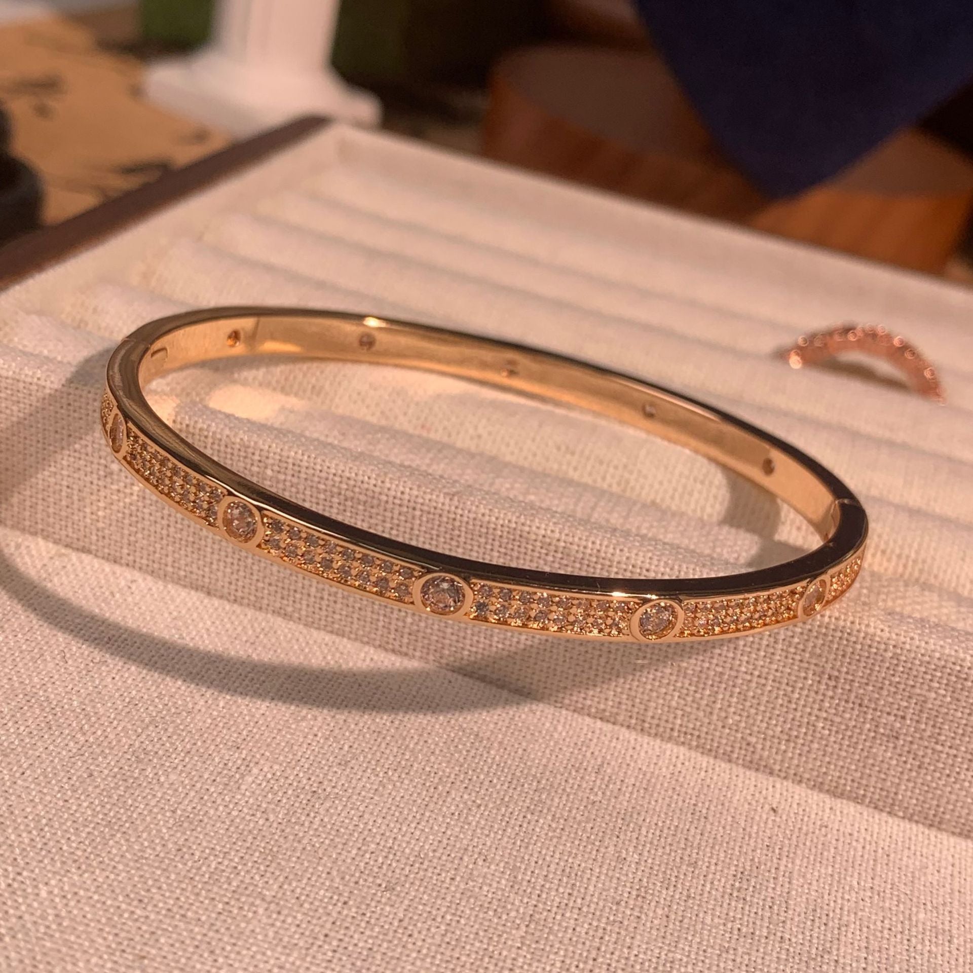 Luxury Brushed Pavé Bracelets – 58 Styles, Champagne Gold