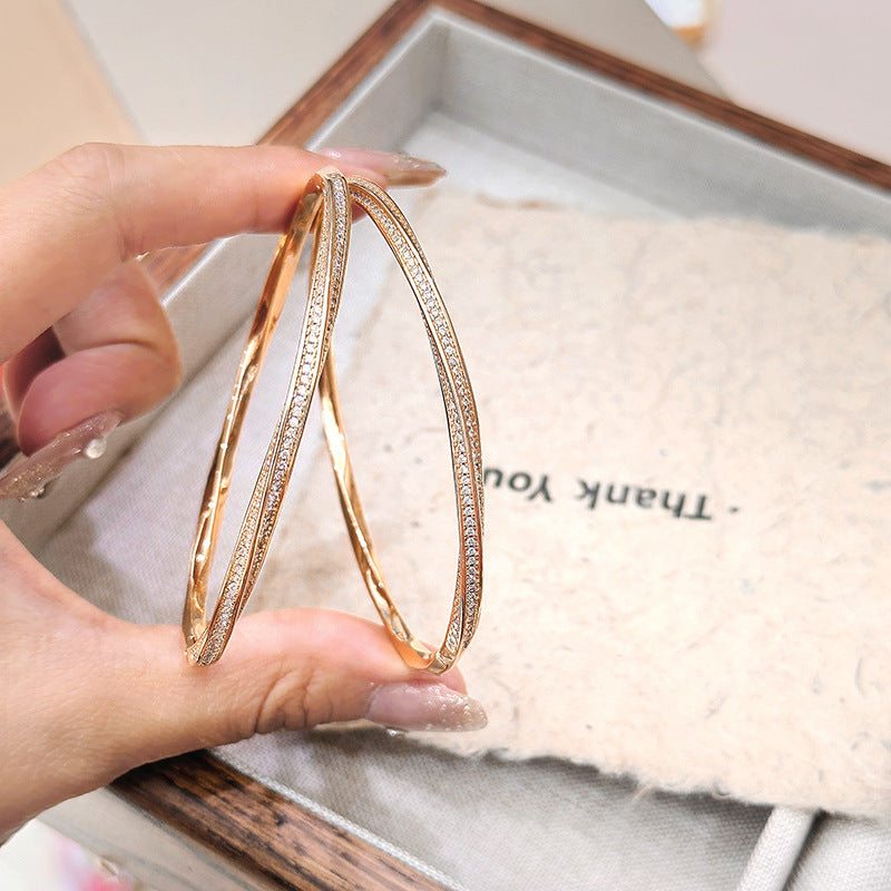 Luxury Brushed Pavé Bracelets – 58 Styles, Champagne Gold