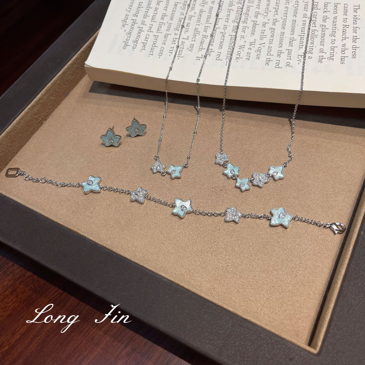 Mint Green Maple Leaf Set Premium Versatile Niche Light Luxury Leaf Necklace Bracelet Earrings