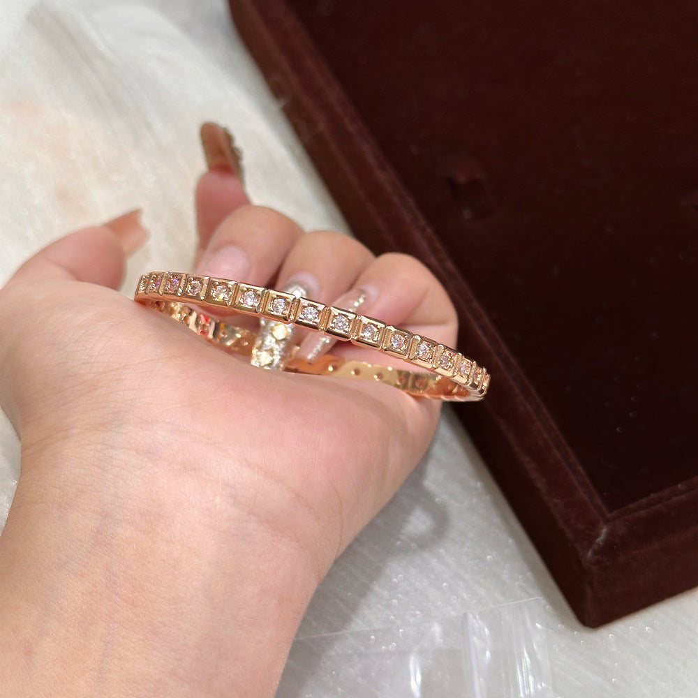 Luxury Brushed Pavé Bracelets – 58 Styles, Champagne Gold