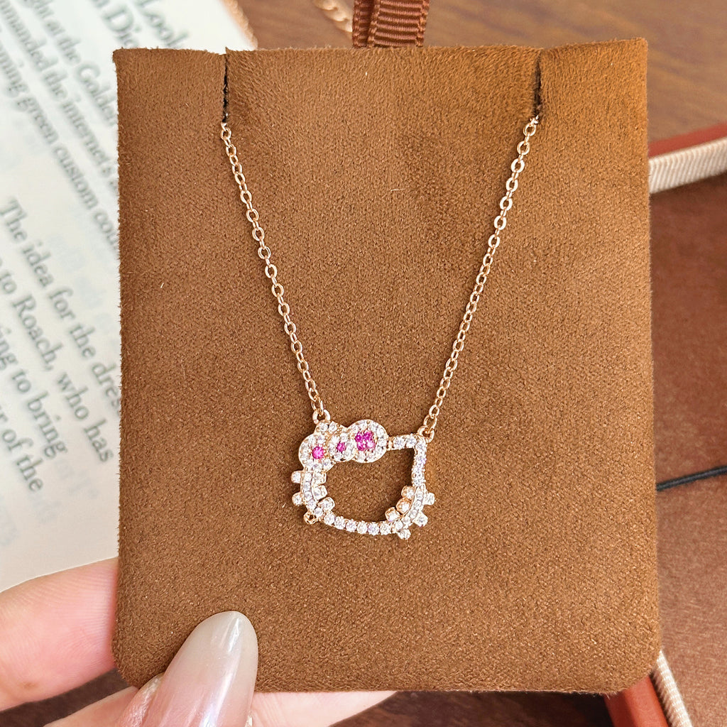 Kitty Cat Pavé Set – Sparkling Choker, Bracelet & Stud Earrings in Gold