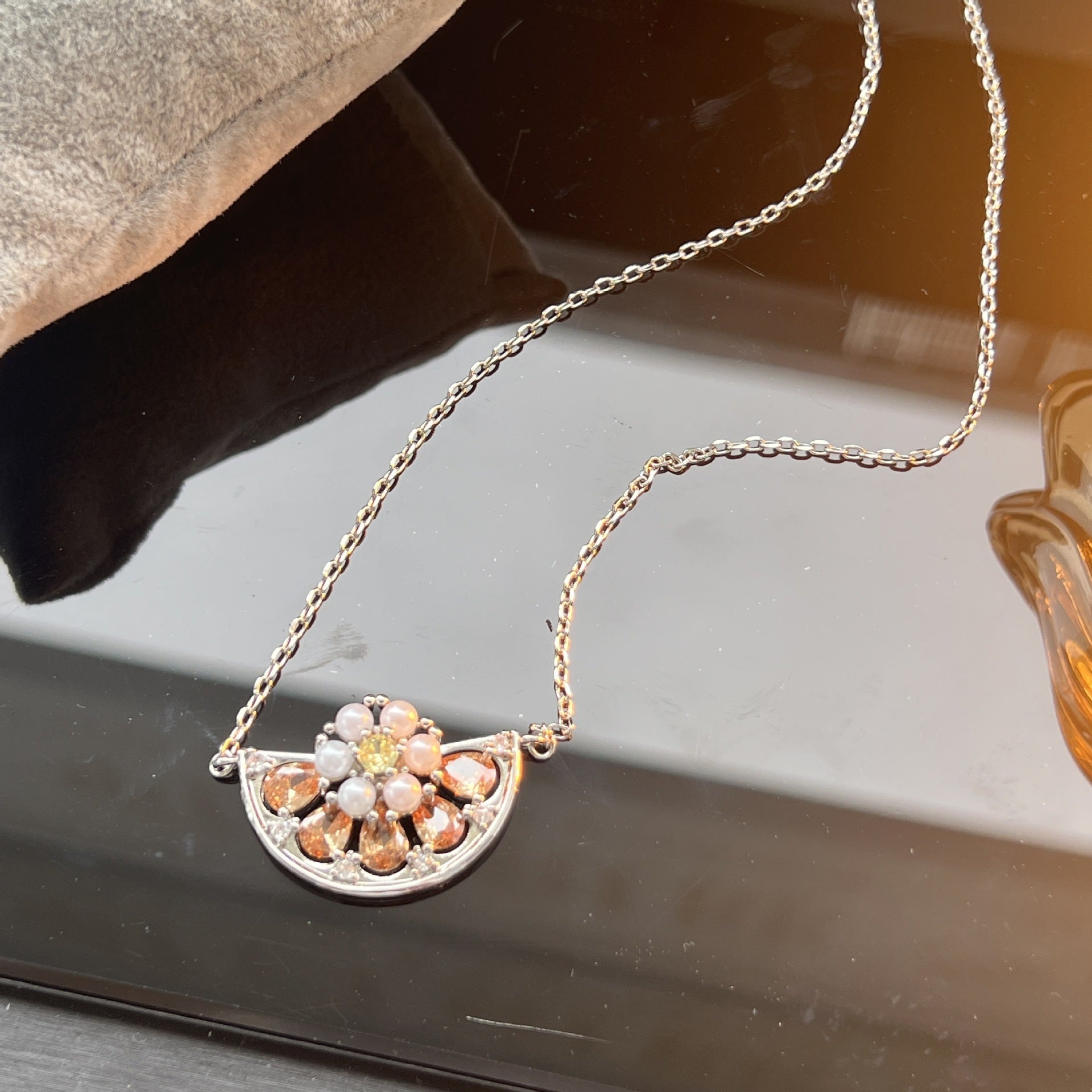 Citrus Pavé Earrings & Necklace – Grapefruit Design