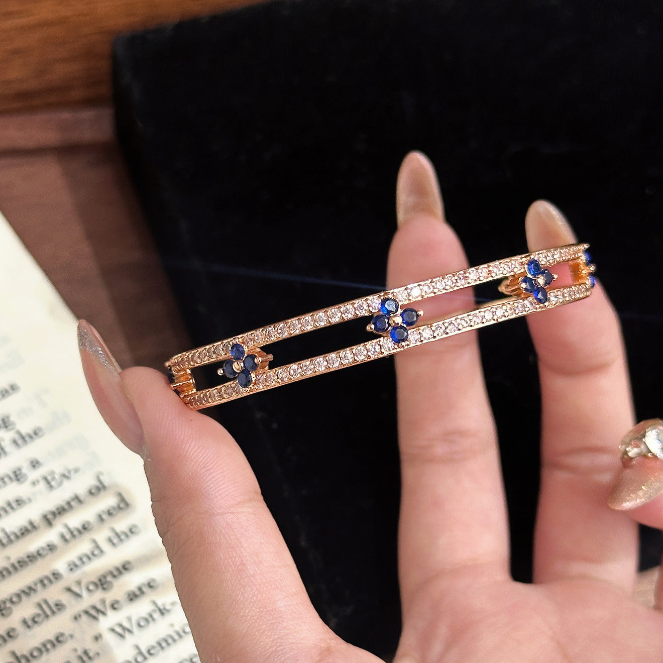 Luxury Brushed Pavé Bracelets – 58 Styles, Champagne Gold