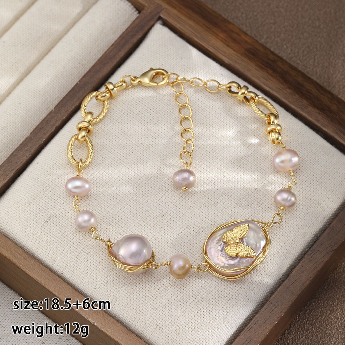 Mixed Material Pearl Bracelet – Freshwater Pearl, Natural Stone & 18K Gold