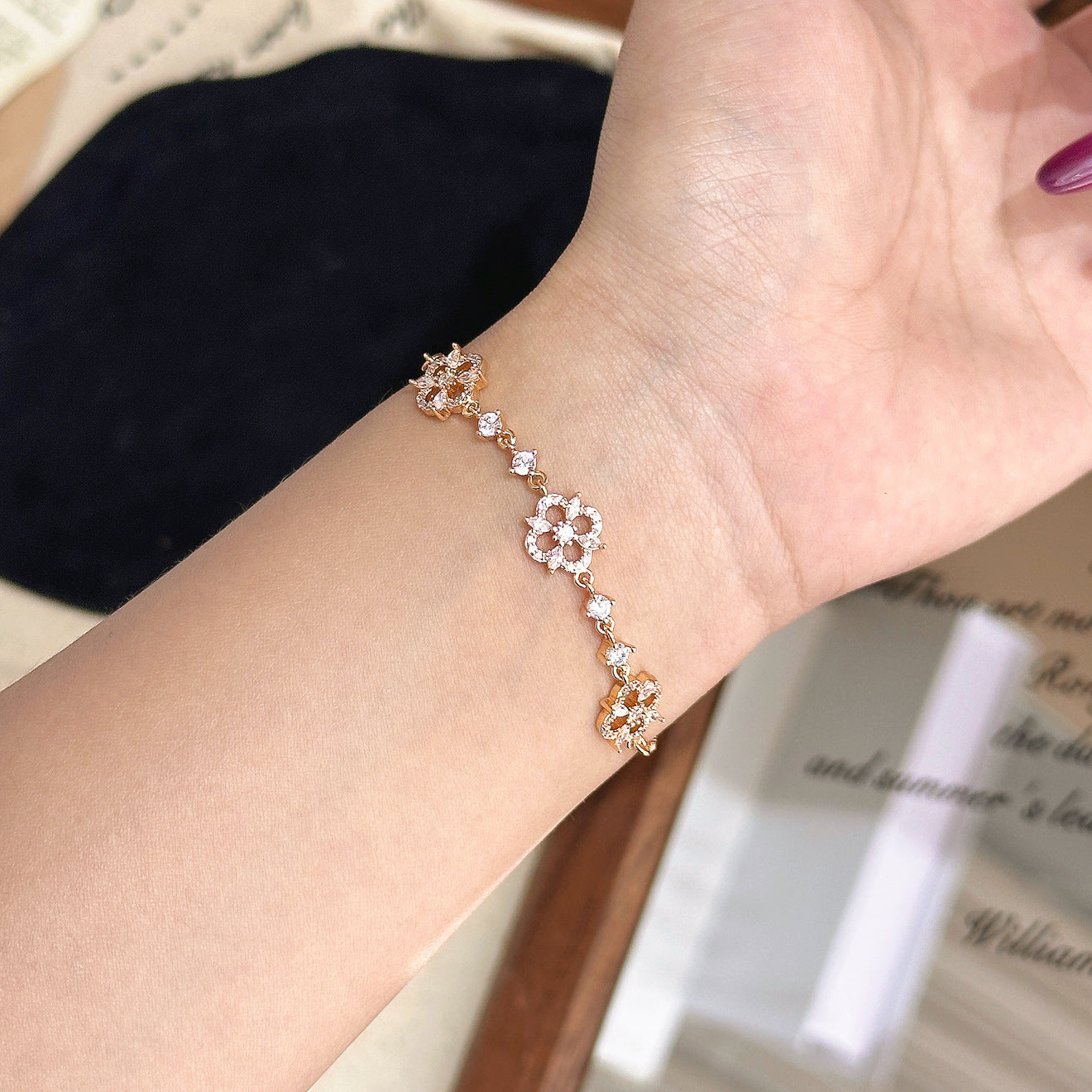 Luxury Brushed Pavé Bracelets – 58 Styles, Champagne Gold