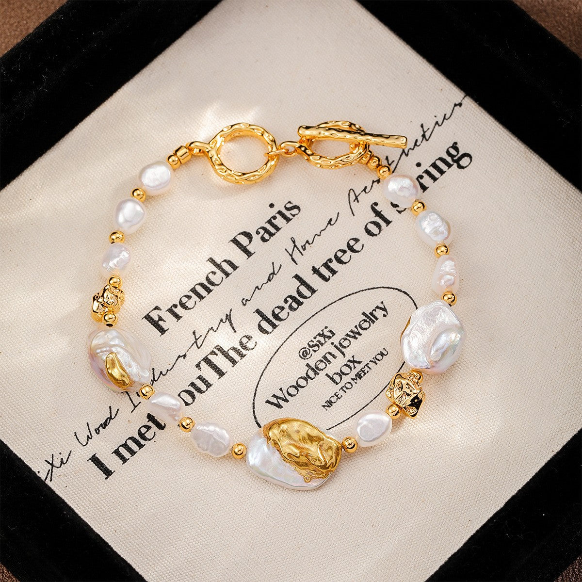 Mixed Material Pearl Bracelet – Freshwater Pearl, Natural Stone & 18K Gold