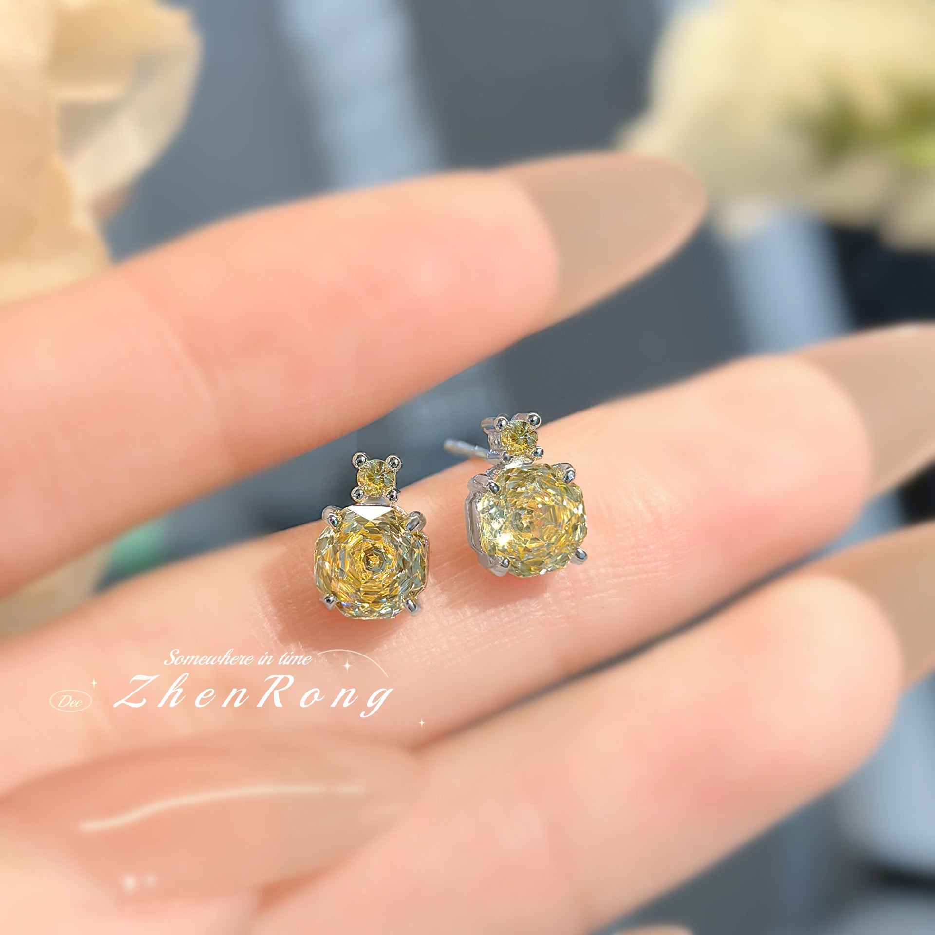 Octagon Rose Cut Zirconia Set – 4 Colors, 3 Styles Each