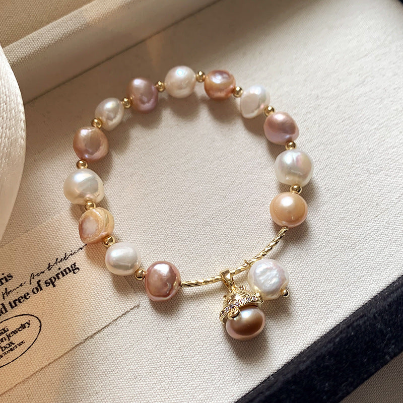 Maneki‑neko Baroque Pearl Bracelet – Lucky Cat & Freshwater Pearl
