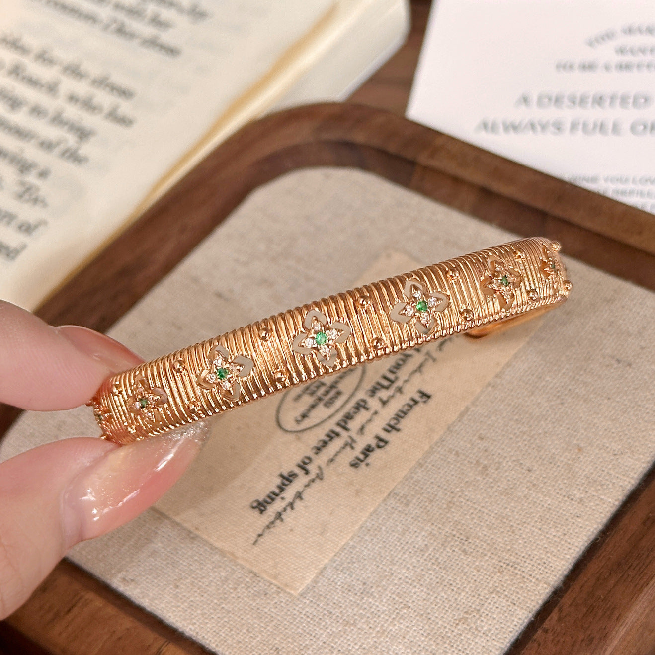 Luxury Brushed Pavé Bracelets – 58 Styles, Champagne Gold