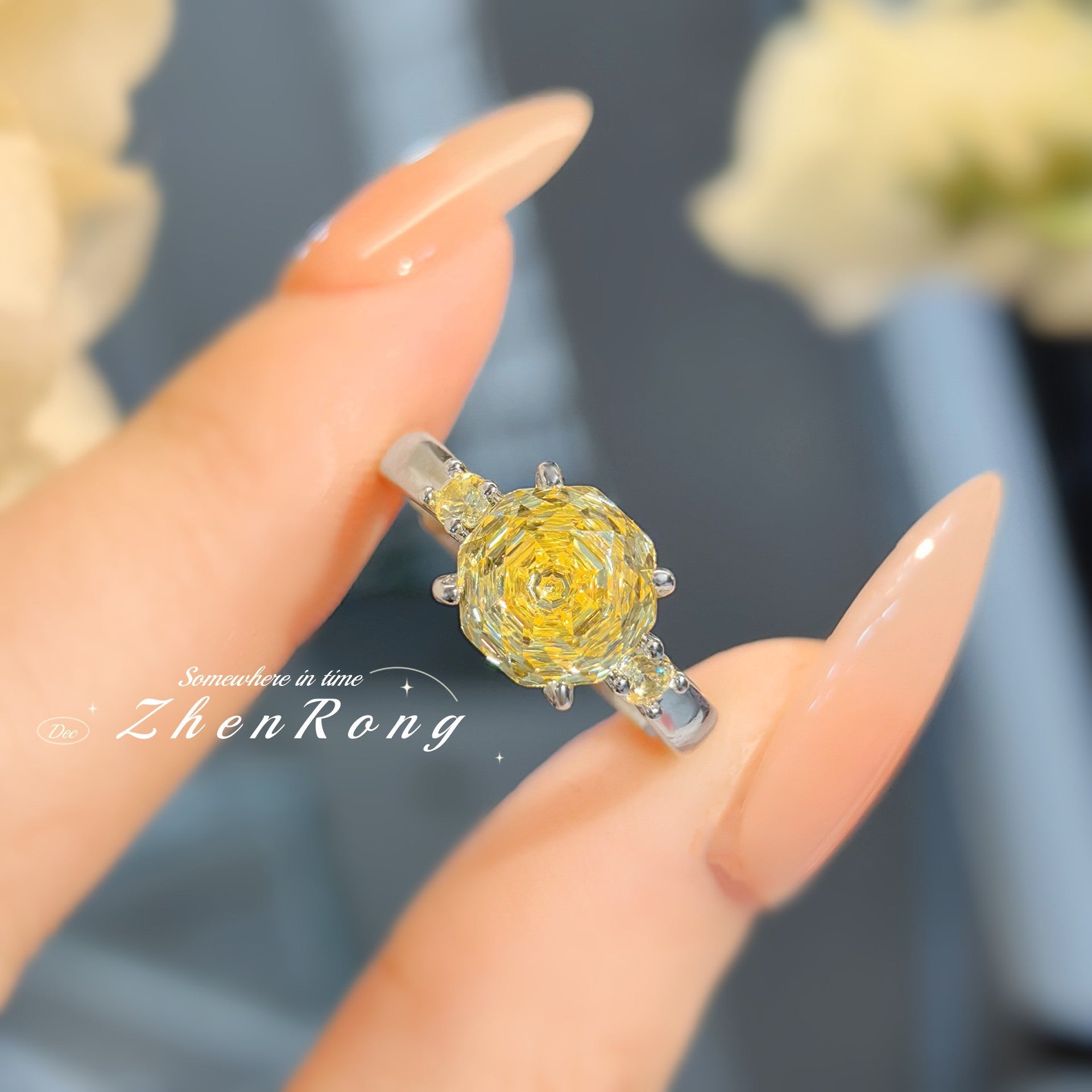 Octagon Rose Cut Zirconia Set – 4 Colors, 3 Styles Each