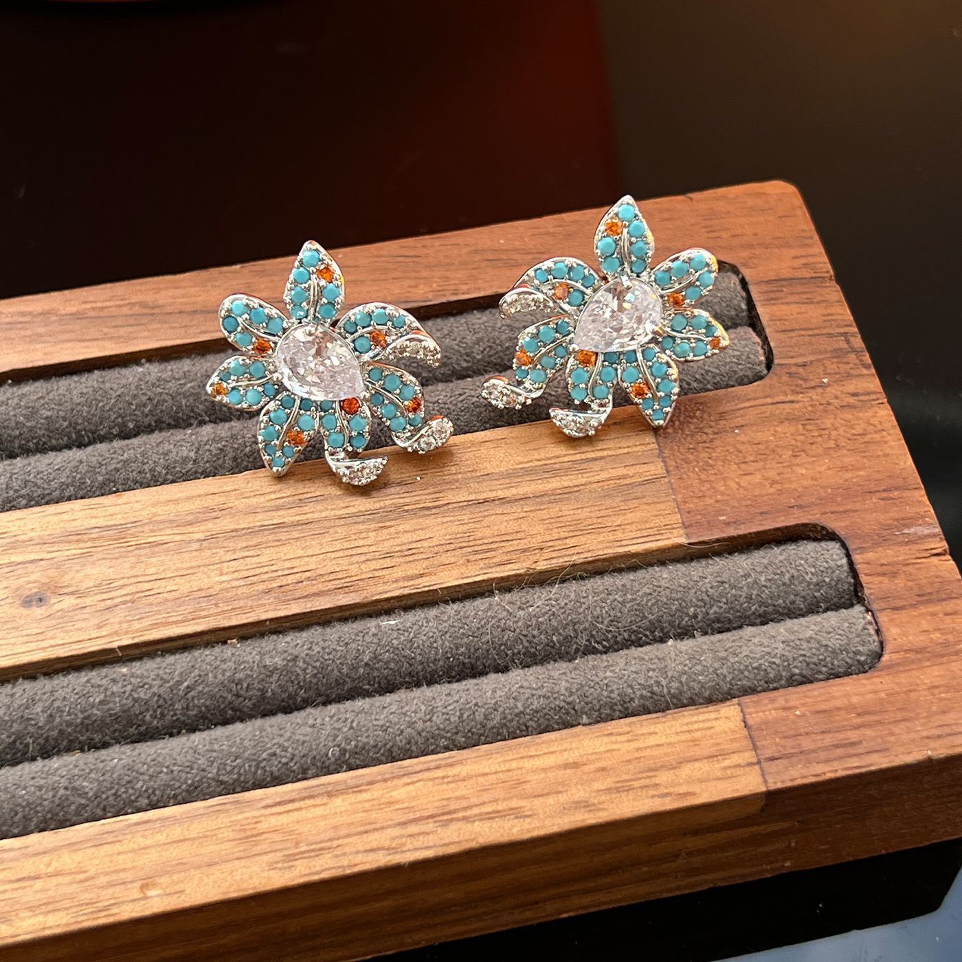 Geometric Pavé Earrings – Butterfly, Flower, Apple, Bow, Teardrop (925 Silver)