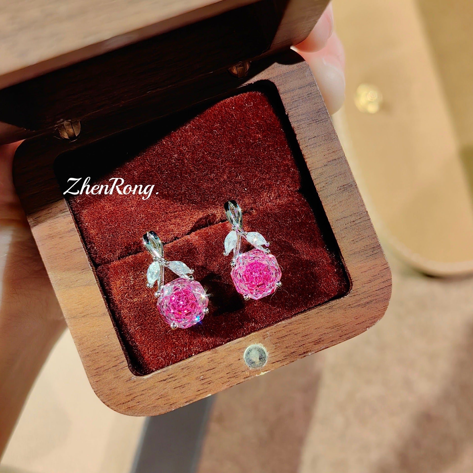 Klein Blue & Rose Gold Zirconia Set – Pendant, Ring & Studs