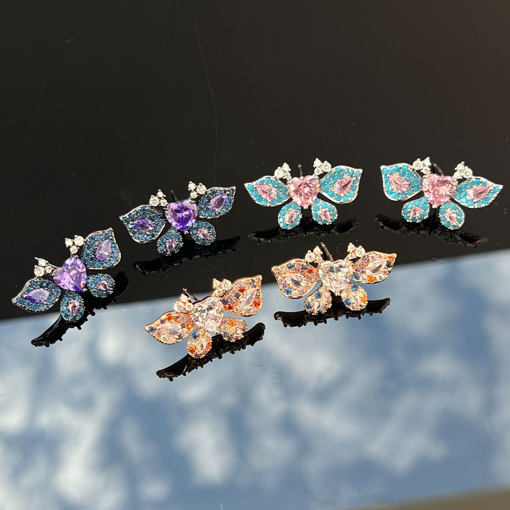 French Gradient Enamel Earrings – Lavender, 925 Silver