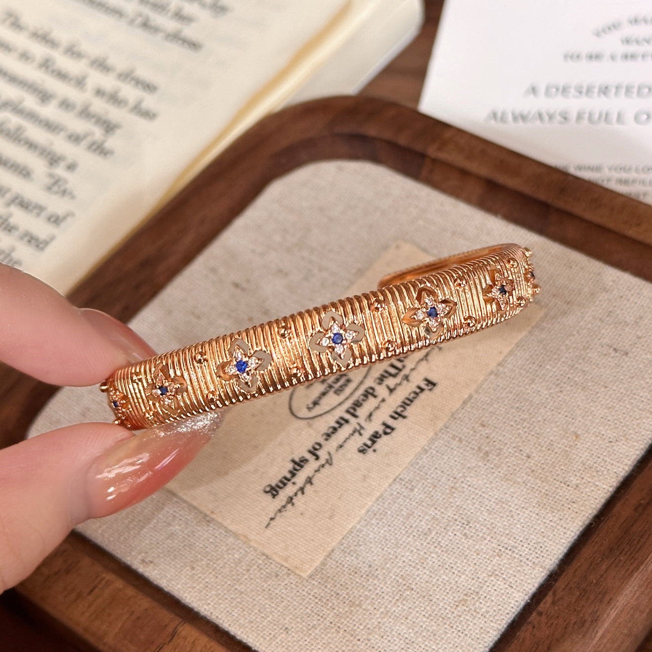 Luxury Brushed Pavé Bracelets – 58 Styles, Champagne Gold