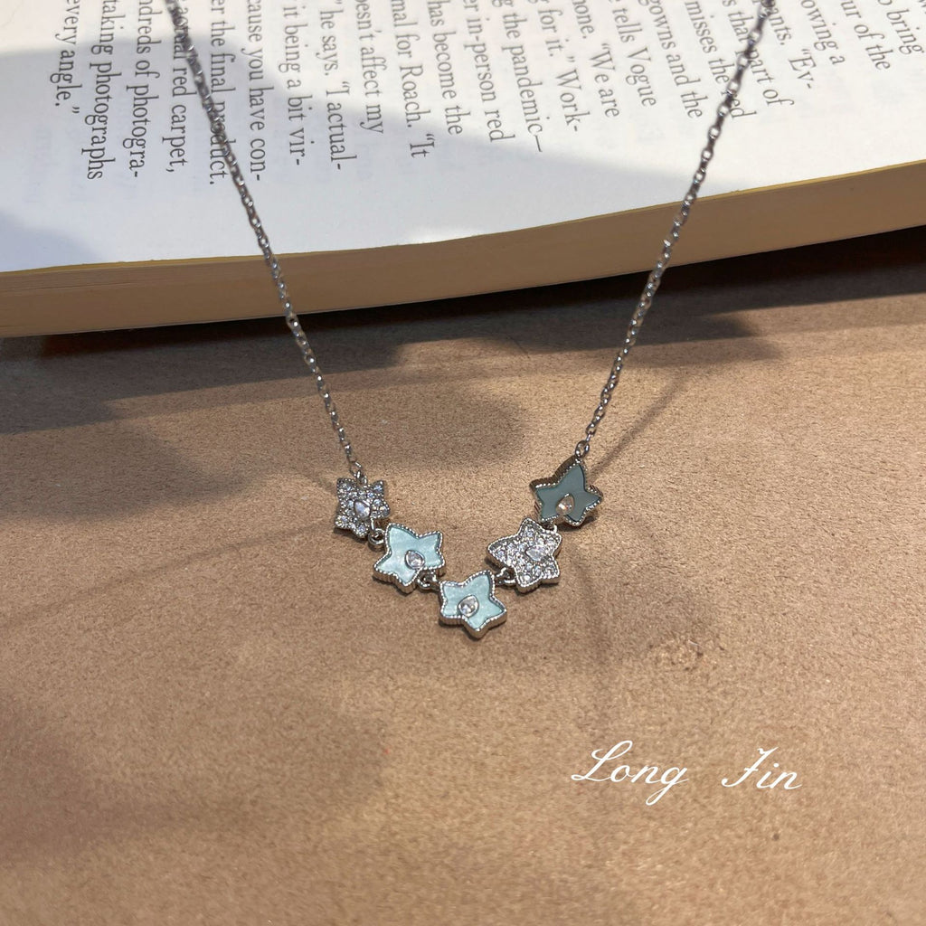 Mint Green Maple Leaf Set Premium Versatile Niche Light Luxury Leaf Necklace Bracelet Earrings