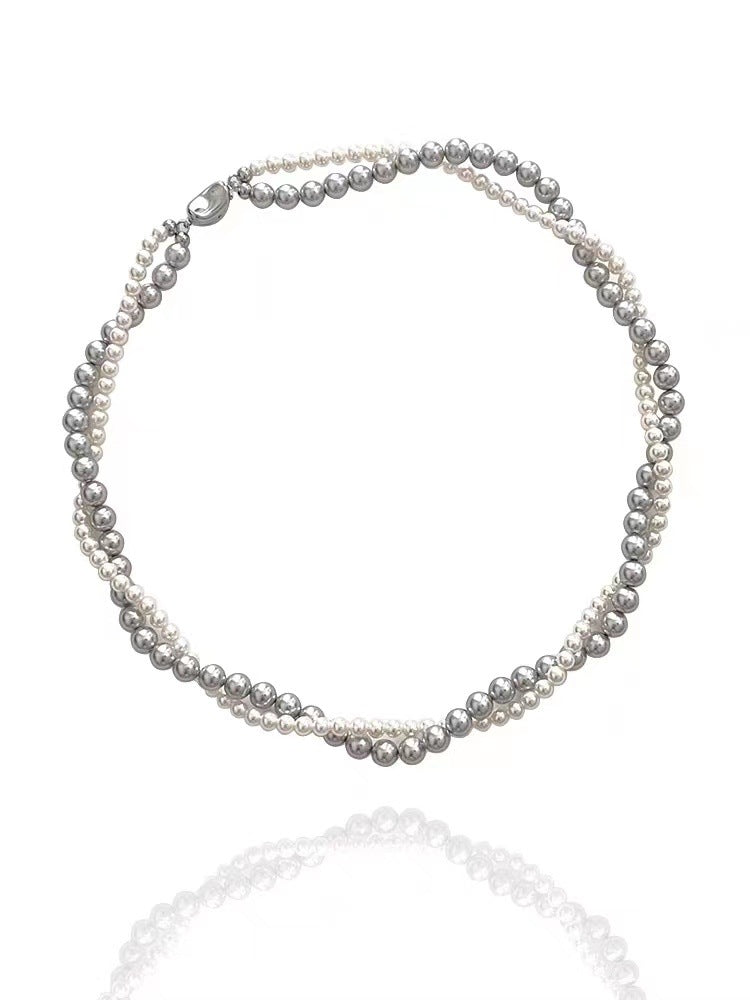 Twilight Twist · Dual-Tone Double-Strand Simulated Pearl Necklace