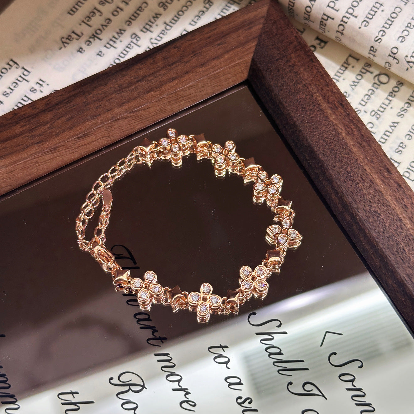 Luxury Brushed Pavé Bracelets – 58 Styles, Champagne Gold