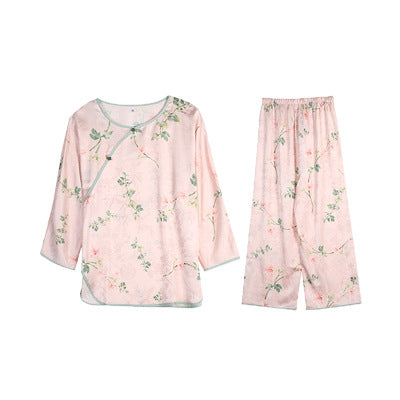 Ice-Silk Pajama Set with Built-in Bra – Pullover Style, M-XXL