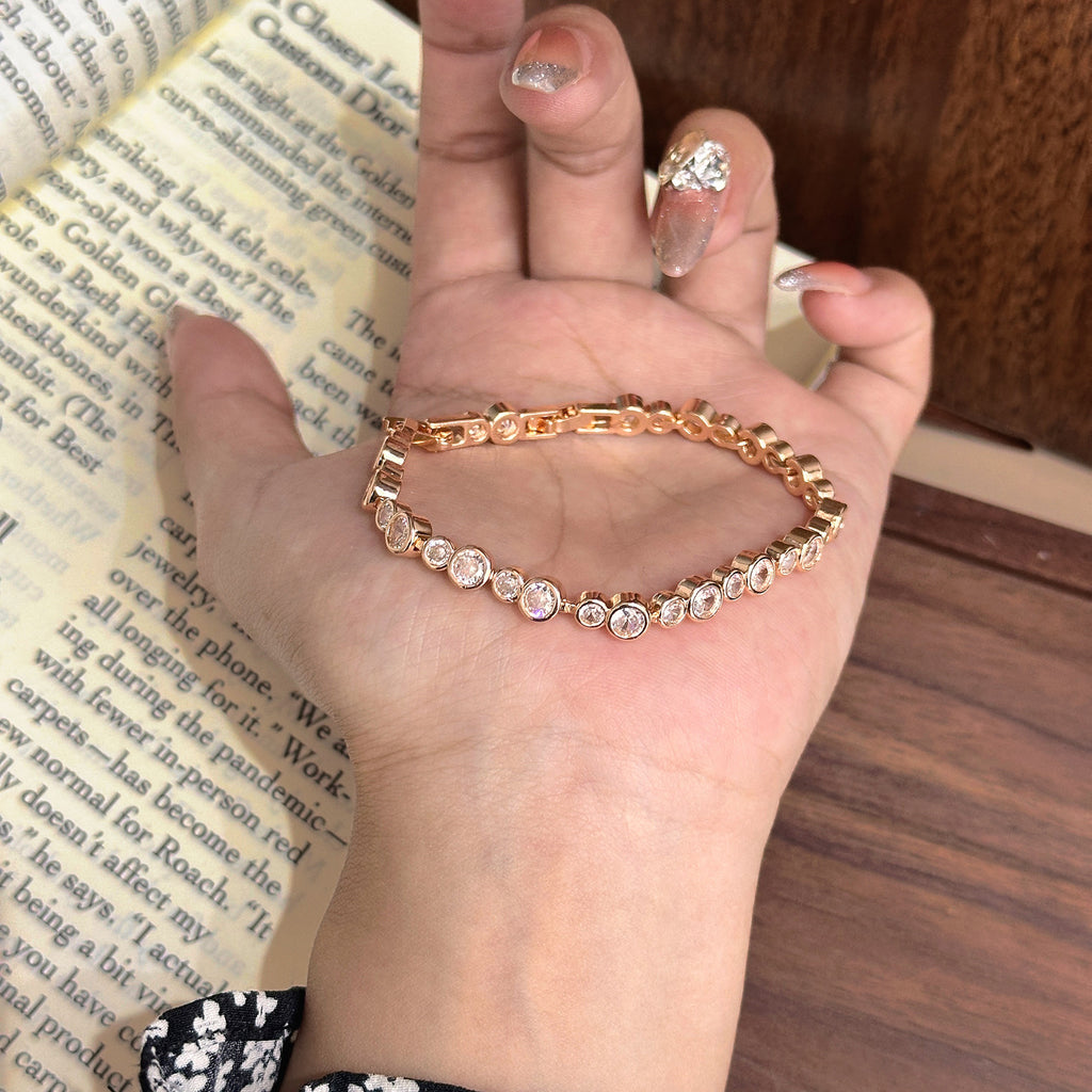 Bubble Full Pavé Bracelet – Champagne or White Gold