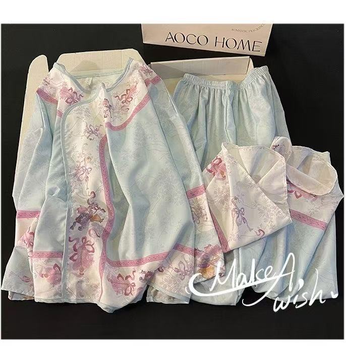 Korean-Chinese Palace Pajama Set – Vintage Court Style, M-XXL