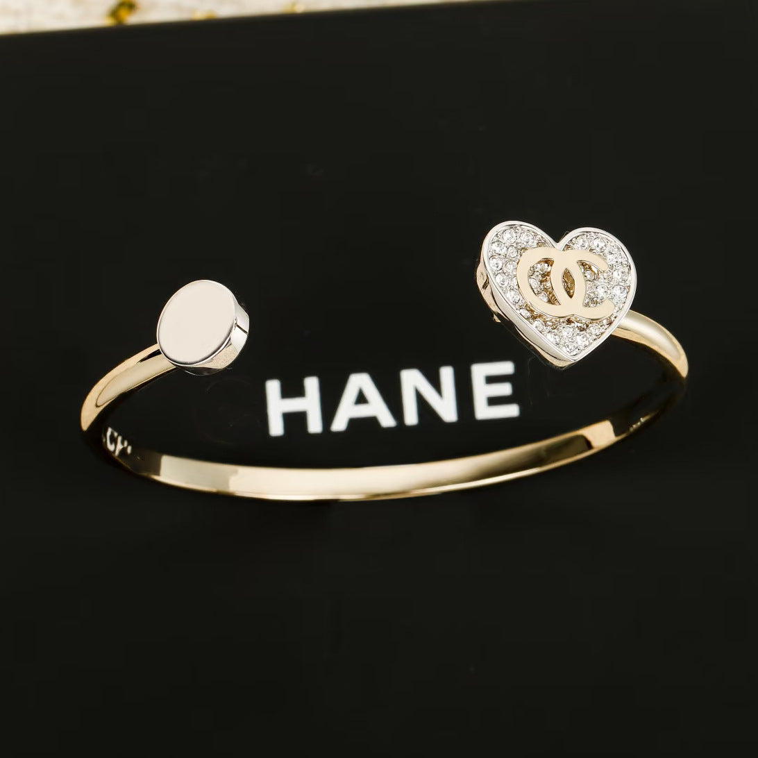 Heart Pavé Interlocking C Earrings – Drop, Ring, Studs & Cuff