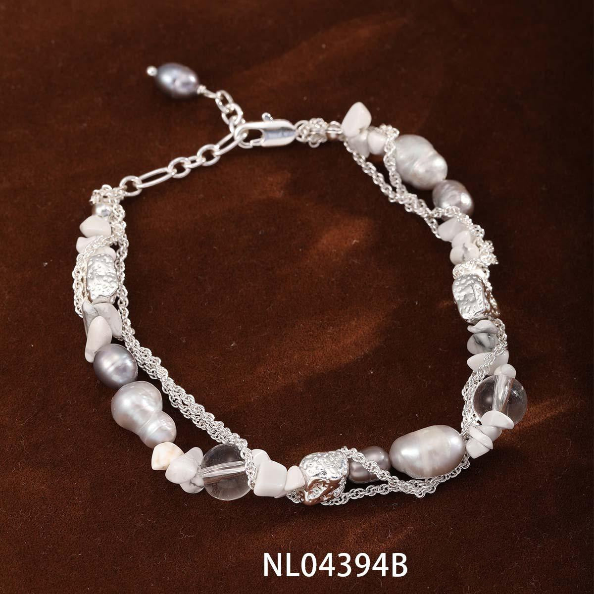 Mixed Material Pearl Bracelet – Freshwater Pearl, Natural Stone & 18K Gold