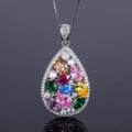 Rainbow Drop Gemstone Set – Cubic Zirconia Ring, Necklace & Earrings