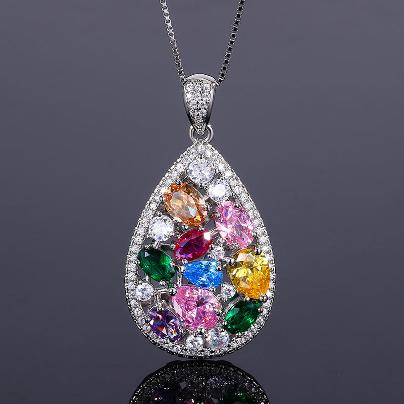 Rainbow Drop Gemstone Set – Cubic Zirconia Ring, Necklace & Earrings
