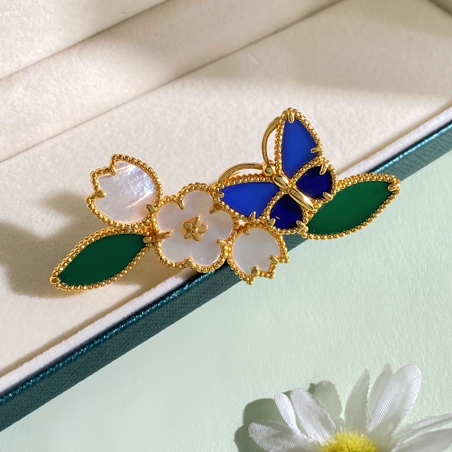 Butterfly & Floral Ensemble – Earrings, Bracelet, Ring, Brooch, Necklace