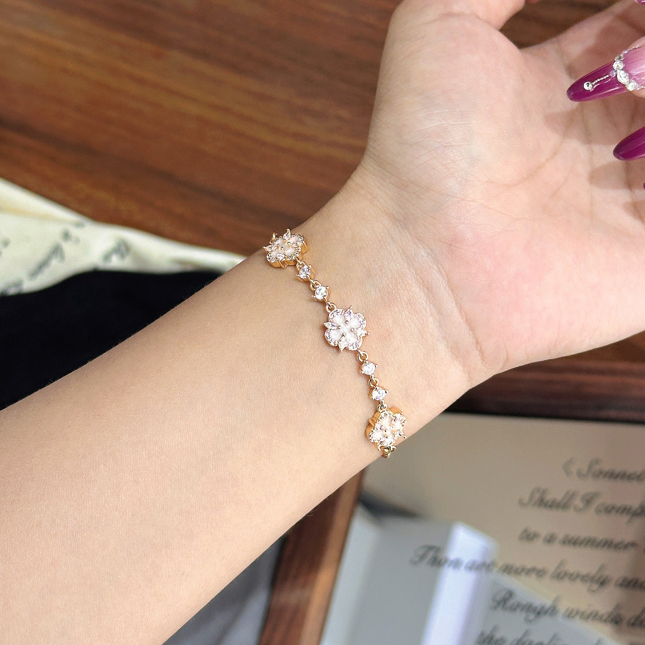 Luxury Brushed Pavé Bracelets – 58 Styles, Champagne Gold