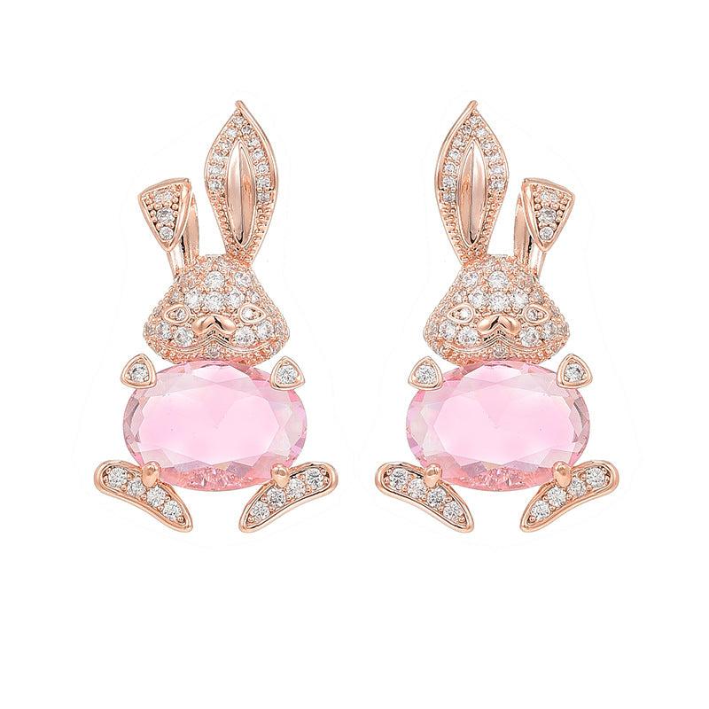 Bunny Cubic Zirconia Studs – 925 Silver, 3 Colors (Yellow, Blue, Pink)