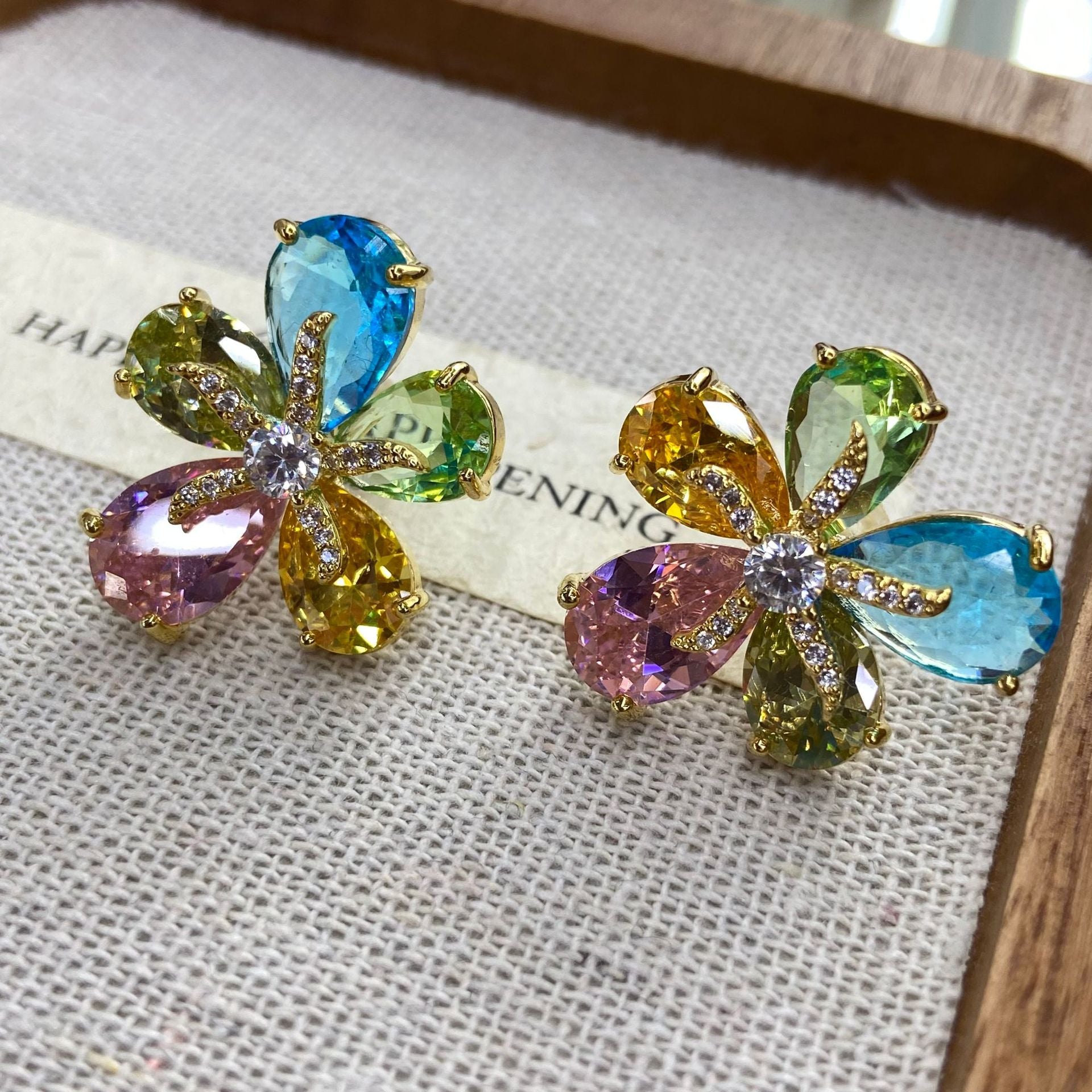 Dopamine Flower Jewelry Set – Necklace, Earrings, Bracelet & Ring